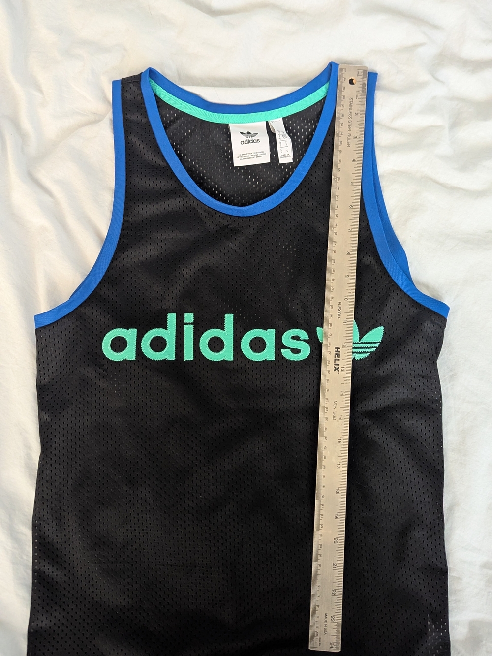 adidas Men’s Black & Teal Logo Tank